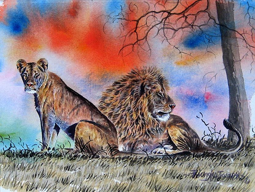 Lion and Lioness from Africa Oil Paintings
